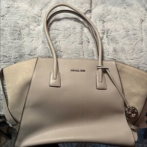 Michael Kors Cream and Tan Leather Tote
